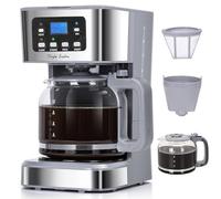 Taylor Swoden 2 Unités Cafetiere Filtre, Programmable 24h Cafetiere Electrique 1,5L à 12 Tasses, Machine a Cafe Maintien au Chaud et Anti-Goutte 40 Min, Infusion Rapide, 950W, 0% BPA, Gris- Pewter