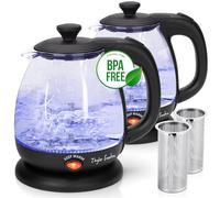 Taylor Swoden Abel - Bouilloire en verre 0% BPA de 1L et 2200W, Bouilloire électrique avec éclairage LED et fonction maintien au chaud. Infuseur et filtre amovibles, 2 Pièces