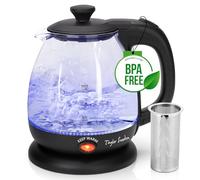 Taylor Swoden Abel - Bouilloire en verre 0% BPA de 1L et 2200W, Bouilloire électrique avec éclairage LED et fonction maintien au chaud. Infuseur et filtre amovibles.