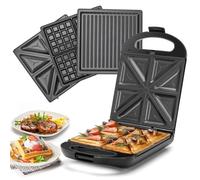 Taylor Swoden Bruno - 3 en 1 : appareil à sandwich, gaufrier, gril. 1200W, 0% BPA, Peut contenir 4 sandwichs