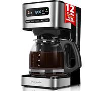 Taylor Swoden Cafetiere filtre 1.8L 12 Tasses Programmable 24H Café Glacé | 3 Niveaux Concentration, Autonettoyage, Anti-Goutte, Maintien au chaud & Arrêt Auto 40Min, Filtre Amovible,écran LED