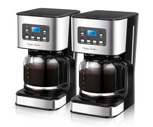 Taylor Swoden Cafetiere Filtre, Programmable 24h Cafetiere Electrique 1,5L à 12 tasses, Machine a Cafe Maintien au Chaud et Anti-Goutte 40 Min, Infusion Rapide, 950W, 0% BPA, 2 Pièces, Noir - Darcy