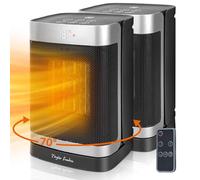 Taylor Swoden Fiery - Chauffage d'appoint portable pour usage intérieur, chauffage electrique PTC avec télécommande, minuterie de 24 heures, oscillation de 70°, 4 modes, 1500W, 2 Paquets