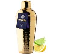 Taylors Eye Witness Shaker à cocktail en acier inoxydable martelé - 500 ml (17 fl oz). Passoire à glace intégrée, joint en silicone et bouchon de mesure d'alcool. Design moderne et élégant, couleur or
