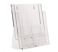 Taymar Lot de 2 présentoirs de table à 2 étages, transparents, sans séparateurs de compartiments, format A4, 2C230X