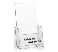 Taymar Lot de 5 présentoirs à prospectus transparents avec impression « offres actuelles » Noir/blanc