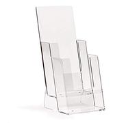 taymar Porte-brochures, Porte-flyers 2 cases DIN Lang (DL) l'une derrière l'autre, Présentoir de table pour flyers tranparent