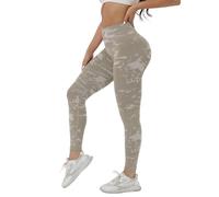 TAYOEA Legging de sport pour femme en V Cross Stretch Push Up Yoga Leggings Scrunch Butt Fitness Leggings taille haute sans couture Legging de sport Booty Lifting Élastique Yoga Gym Pantalon, C Mocha,