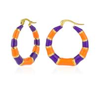 TaYolnFaSo Boucles d'oreilles créoles épaisses en émail plaqué or 18 carats en bambou à carreaux pour femme, Acier inoxydable, Pas de pierre précieuse