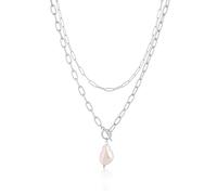 TaYolnFaSo Pendentif en forme de trombone en acier inoxydable avec perles baroques naturelles, chaîne irrégulière/ronde en perles d'eau douce - Cadeau pour femme, Acier inoxydable, Perle de nacre