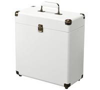 Tayqwiheva Coffre pour Vinyls de Rangement et Transport avec Serrure - Capacité 45 Disques - Malletín de Protection pour Collection, Blanc