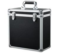 Tayqwiheva Rangement Vinyl Coffre de Transport Protection Renforcée Pochette Filet Verrou 45 Disques Collectionneurs,Noir