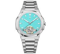 TAYSHILEY Pagani Design YS025 Montre mécanique automatique en acier inoxydable pour homme, étanche jusqu'à 100 m, cadran en verre saphir, couronne à visser 42 mm, bleu ciel, Sports