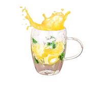 Tazas con flores secas - Taza de café transparent de doble pared de 350 ml con asa | Tazas para bebidas, vasos para bebidas frías y calientes Vaso de de leche de borosilicato alto de vidrio de f