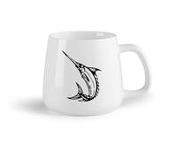 Tazas de café de cerámica blanca Marlín Pesca Hobby Animal Marino （14oz/400ml） El mejor regalo para una bebida matutina, bodas, cumpleaños, regalos para mujeres, Día del Padre, madres, niñas y niños