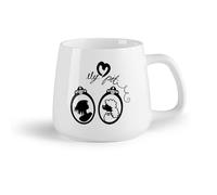 Tazas de café de cerámica blanca Retrato de niña mujer mi mascota （14oz/400ml） El mejor regalo para una bebida matutina, bodas, cumpleaños, regalos para mujeres, Día del Padre, madres, niñas y niños