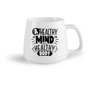 Tazas de café de cerámica blanca una mente sana en un cuerpo sano （14oz/400ml） El mejor regalo para una bebida matutina, bodas, cumpleaños, regalos para mujeres, Día del Padre, madres, niñas y niños