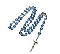 TAZIZI Chapelet catholique avec perles en cristal | Bijoux religieux catholiques avec pendentif en forme de croix, longues chaînes pour femmes, cadeau de prière