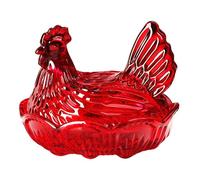 TAZIZI Grand bol en verre avec couvercle en forme de coq vintage pour collations, desserts, biscuits, bocal à bonbons en cristal coloré unique pour la maison, la cuisine, le bureau, la décoration de