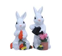 TAZIZI Lot de 2 décorations de lapin de Pâques, jolies figurines de lapin en résine, décorations de table pour le printemps, les vacances, la maison, les fêtes, la décoration de table