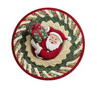 TAZIZI Tapis de Noël 3D - Illusion d'optique de Noël - Tapis rond matelassé - Antidérapant - Doux et durable - Avec motif de profondeur - Pour les vacances, la maison, l'entrée, le salon, la chambre à