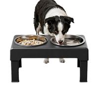 Tazón Doble Para Gatos | Elevado Con 3 Niveles Ajustables | Tazón Antideslizante Para Perros | Para Interior Y Exterior, Cocina, Sala, Viajes, Camping