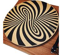 TazStudio Tapis de feutrine de qualité supérieure - Tapis de platine en liège pour un meilleur support sonore sur tourne-disque vinyle - Tapis en liège - Design géométrique original psychédélique