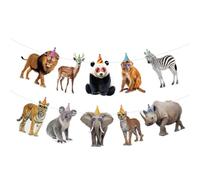 Tazuxetuqe Bannière Joyeux Anniversaire animaux safari décorations d’anniversaire animaux guirlande de fête panneau pour thème jungle enfants fête zoo sauvage