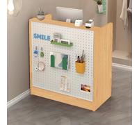 Tazyee Bureau de réception, bureau de réception moderne avec panneau perforé - Comptoir avant avec panneau d'affichage et organisateur de rangement, bureau de caisse pour salon, bureau, magasin de