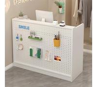 Tazyee Bureau de réception, bureau de réception moderne avec panneau perforé - Comptoir avant avec panneau d'affichage et organisateur de rangement, bureau de caisse pour salon, bureau, magasin de