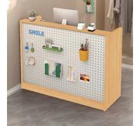 Tazyee Bureau de réception, bureau de réception moderne avec panneau perforé - Comptoir avant avec panneau d'affichage et organisateur de rangement, bureau de caisse pour salon, bureau, magasin de