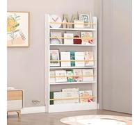 Tazyee Étagère à livres en bois pour enfants à 3/4/5/6 niveaux, pour jouets et livres, support mural étroit derrière la porte
