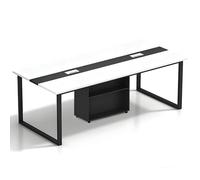 Tazyee Grande table de conférence pour bureau et salle de réunion - Table longue extensible pour 6 à 20 personnes, planche écologique en bois massif, gestion des câbles, armoire de rangement