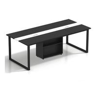 Tazyee Grande table de conférence pour bureau et salle de réunion - Table longue extensible pour 6 à 20 personnes, planche écologique en bois massif, gestion des câbles, armoire de rangement