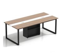 Tazyee Grande table de conférence pour bureau et salle de réunion - Table longue extensible pour 6 à 20 personnes, planche écologique en bois massif, gestion des câbles, armoire de rangement