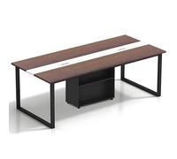 Tazyee Grande table de conférence pour bureau et salle de réunion - Table longue extensible pour 6 à 20 personnes, planche écologique en bois massif, gestion des câbles, armoire de rangement