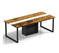 Tazyee Grande table de conférence pour bureau et salle de réunion - Table longue extensible pour 6 à 20 personnes, planche écologique en bois massif, gestion des câbles, armoire de rangement