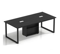 Tazyee Grande table de conférence pour bureau et salle de réunion - Table longue extensible pour 6 à 20 personnes, planche écologique en bois massif, gestion des câbles, armoire de rangement