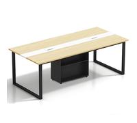 Tazyee Grande table de conférence pour bureau et salle de réunion - Table longue extensible pour 6 à 20 personnes, planche écologique en bois massif, gestion des câbles, armoire de rangement