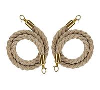 TAZYYZUU Lot de 2 barrières en Corde Chanvre for poteaux contrôle des foules Cordes barrière File d'attente for Poteau, avec Boutons-Pression polis(Gold,2.5m/8ft)