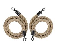 TAZYYZUU Lot de 2 barrières en Corde Chanvre for poteaux contrôle des foules Cordes barrière File d'attente for Poteau, avec Boutons-Pression polis(Black,2.1m/7ft)