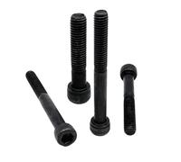 TAZYYZUU M5 M6 M8 Noir Grade 12.9 Pièce en Acier Demi-Filetage Allongé Long 30-100mm Capuchon À Six Pans Creux Boulon Tête Allen(10pcs M6,90mm)