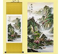 TAZYYZUU peintures for Salon Paysage Calligraphie et Peinture Corne d'abondance décoration de Bureau sur Soie(Yellow)