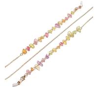 TAZYYZUU Porte-Lunettes Chaîne de Lunettes Soleil en Pierre Naturelle Transparente, Faite à la Main, Accessoires for(Gray)