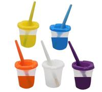 Tazze Da Pittura Per Bambini - Set 10 Pezzi 8,7x5,7 Cm 310G - Portacolori Antigoccia Con Pennelli - Bicchieri Riutilizzabili Per Scuola Aula Attività Artistiche Lavoretti Progetti Educativi Infanzia