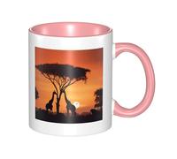 Tazze in ceramica bicolore, 11 once, elegante giraffa 3D sotto l'albero in Africa, tazza da caffè in ceramica colorata all'interno, tazza da tè, tazze da caffè per casa, ufficio e cucina