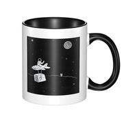 Tazze in ceramica bicolore, 11 once, elegante tazza da caffè in ceramica con astronauta in 3D e interno colorato, tazza da tè, tazze da caffè per casa, ufficio e cucina