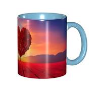 Tazze in ceramica bicolore, 11 once, elegante tazza da caffè in ceramica con fiore a forma di cuore 3D e interno colorato, tazza da tè, tazze da caffè per casa, ufficio e cucina