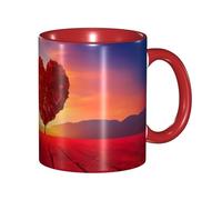 Tazze in ceramica bicolore, 11 once, elegante tazza da caffè in ceramica con fiore a forma di cuore 3D e interno colorato, tazza da tè, tazze da caffè per casa, ufficio e cucina