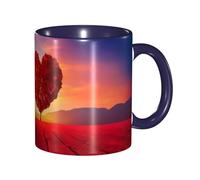 Tazze in ceramica bicolore, 11 once, elegante tazza da caffè in ceramica con fiore a forma di cuore 3D e interno colorato, tazza da tè, tazze da caffè per casa, ufficio e cucina